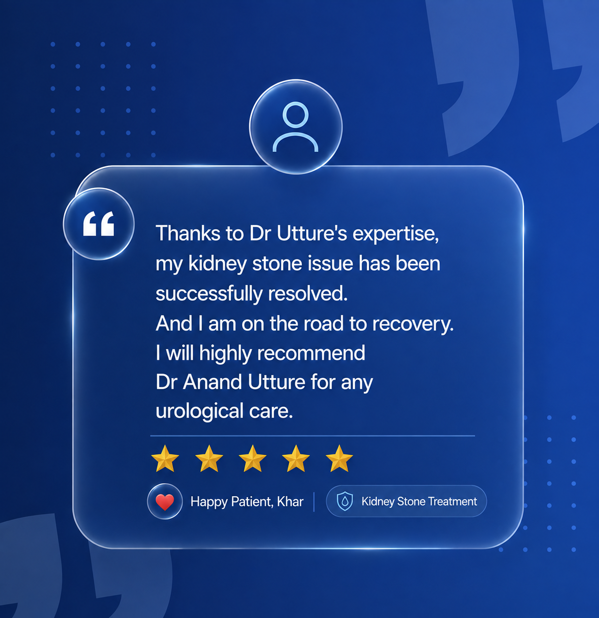 Patient review praising Dr. Anand Utture for effective prostate treatment and supportive urological care